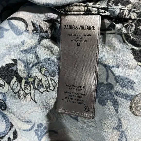 NWT Zadig & Voltaire Refla bohemian Patch Oxford blue printed Dress - Picture 14 of 15
